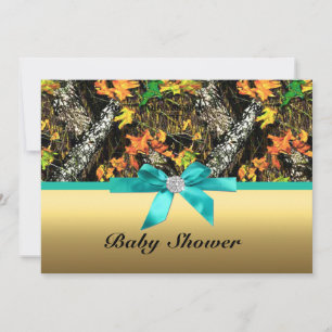 Gold Bow Camouflage Baby Dusche Party Einladung