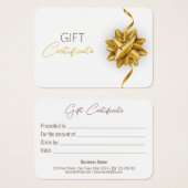 Gold Bow Classy Luminous Elegante White Gift Card (Vorne & Hinten)