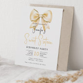 Gold Bow Coquette Niedliches Script Sweet 16 Party Einladung
