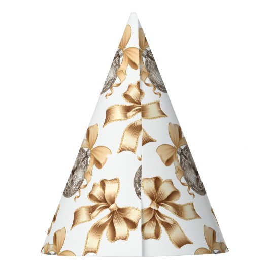 Gold Bow & Disco Ball Party Partyhütchen (Rückseite)