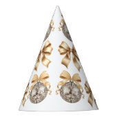 Gold Bow & Disco Ball Party Partyhütchen (Vorderseite)