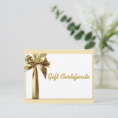 Gold Bow Editable Gift Certificate (Stehend Vorderseite)