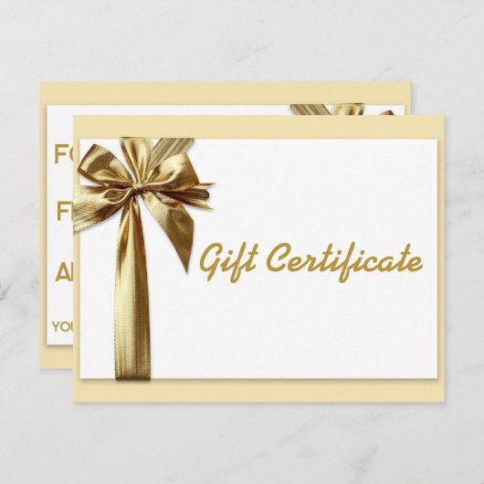 Gold Bow Editable Gift Certificate (Vorne/Hinten)
