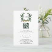 Gold Bow & Evergreen Pine Wreath Wedding Details Begleitkarte (Stehend Vorderseite)