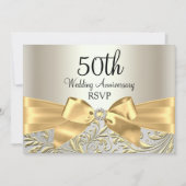 Gold Bow & Floral Swirl 50 Jahre UAWG Einladung (Vorderseite)