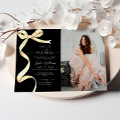 Gold Bow Foto Sweet 16 Geburtstag Einladung