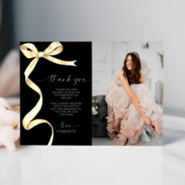 Gold Bow Foto Vielen Dank Note Card Einladung