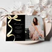 Gold Bow Foto Vielen Dank Note Card Einladung