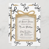 Gold Bow Frame & Little Black Bows Brautparty Einladung (Vorne/Hinten)