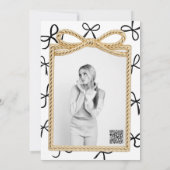 Gold Bow Frame & Little Black Bows Geburtstag Einladung (Rückseite)