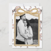 Gold Bow Frame Rosa Ribbon Bow Baby Dusche Einladung (Rückseite)