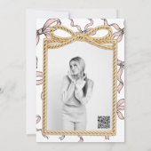 Gold Bow Frame Rosa Ribbon Bow Holiday Geschenk Einladung (Rückseite)