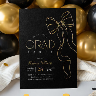 Gold Bow Graduation Invitation Folieneinladung