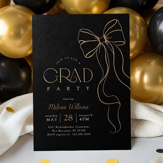Gold Bow Graduation Invitation Folieneinladung