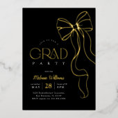 Gold Bow Graduation Invitation Folieneinladung (Vorderseite)