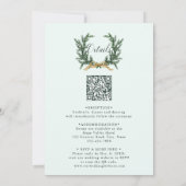 Gold Bow & Green Garland Wedding All in One Mint Einladung (Rückseite)