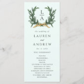 Gold Bow & Green Garland Wedding Ceremony Mint Programm (Vorderseite)