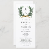 Gold Bow & Green Garland Wedding Ceremony Program Programm (Vorne/Hinten)