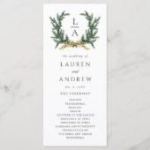Gold Bow & Green Garland Wedding Ceremony Program Programm (Vorderseite)