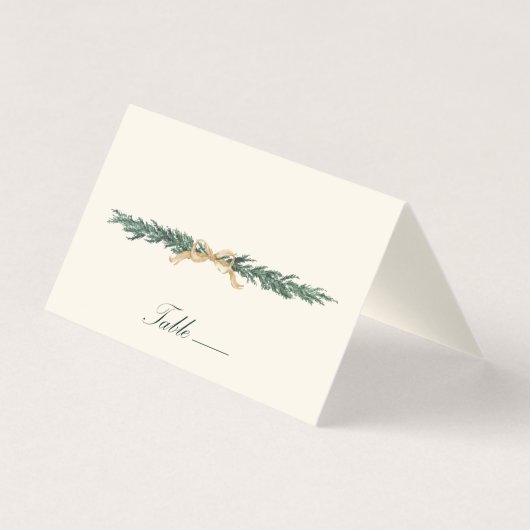 Gold Bow & Greenery Border Ivory Place Card (Vorderseite)