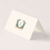 Gold Bow & Greenery Border Ivory Place Card (Rückseite)