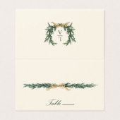 Gold Bow & Greenery Border Ivory Place Card (Außenseite Aufgefaltet)