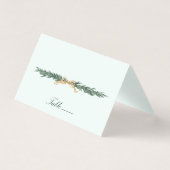 Gold Bow & Greenery Border Mint Wedding Place Card (Vorderseite)