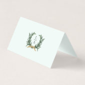 Gold Bow & Greenery Border Mint Wedding Place Card (Rückseite)