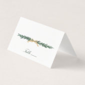 Gold Bow & Greenery Border Wedding Place Card (Vorderseite)