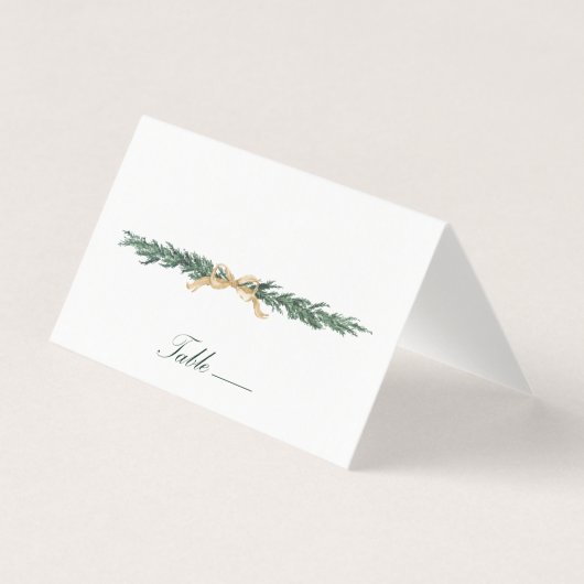 Gold Bow & Greenery Border Wedding Place Card (Vorderseite)