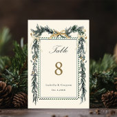 Gold Bow & Greenery Garland Wedding Ivory Tischnummer