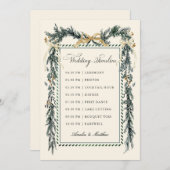 Gold Bow & Greenery Garland Wedding Timeline Ivory Programm (Vorne/Hinten)