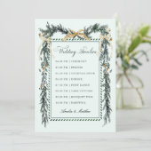 Gold Bow & Greenery Garland Wedding Timeline Mint Programm (Stehend Vorderseite)