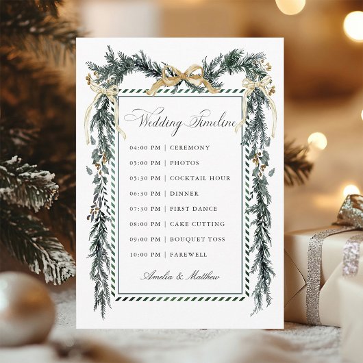 Gold Bow & Greenery Garland Wedding Timeline Programm