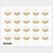 Gold Bow Leaf White 50. Hochzeitstag Runder Aufkleber (Blatt)