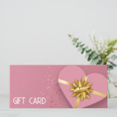 Gold Bow Lovely Pink Heart Geschenkboxen Gift Card (Stehend Vorderseite)