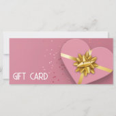 Gold Bow Lovely Pink Heart Geschenkboxen Gift Card (Vorderseite)