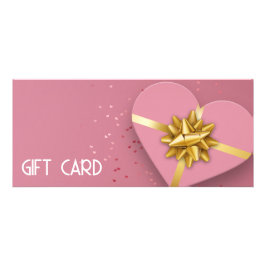 Gold Bow Lovely Pink Heart Gift Box Gift Card Werbekarte
