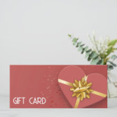 Gold Bow Lovely Red Heart Geschenkboxen Gift Card (Stehend Vorderseite)