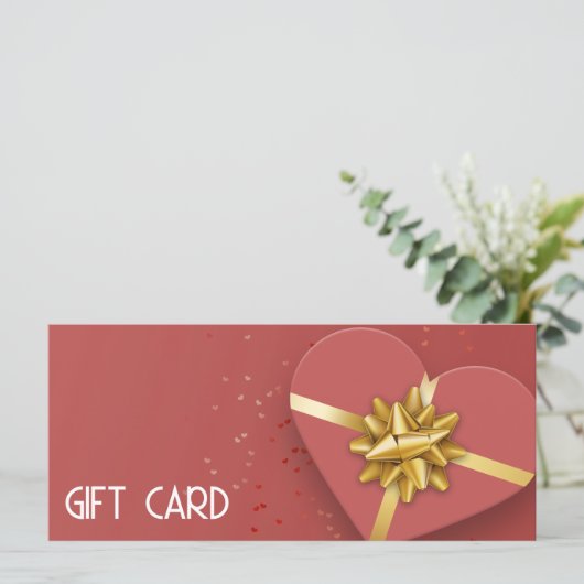Gold Bow Lovely Red Heart Geschenkboxen Gift Card (Stehend Vorderseite)