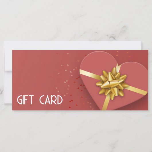 Gold Bow Lovely Red Heart Geschenkboxen Gift Card (Vorderseite)