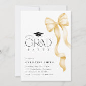 Gold Bow Photo Graduation Party Invitation Einladung (Vorderseite)