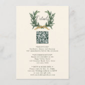 Gold Bow & Pine Wreath Wedding Details Ivory Begleitkarte (Vorderseite)