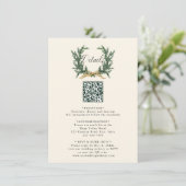Gold Bow & Pine Wreath Wedding Details Ivory Begleitkarte (Stehend Vorderseite)