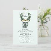 Gold Bow & Pine Wreath Wedding Details Mint Begleitkarte (Stehend Vorderseite)
