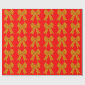 Gold Bow Red Wrapping Paper Geschenkpapier (Flach)