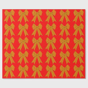 Gold Bow Red Wrapping Paper Geschenkpapier