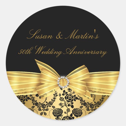 Gold Bow Sticker zum 50. Hochzeitstag (Vorderseite)