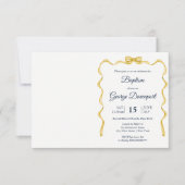 Gold Bow Taufen Religious event custom Foto Einladung (Vorderseite)