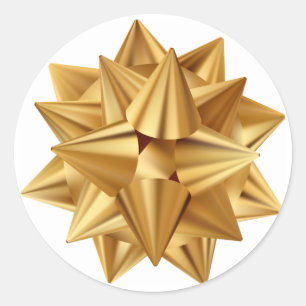 Gold Bow Weihnachtsfeiertag Runder Aufkleber